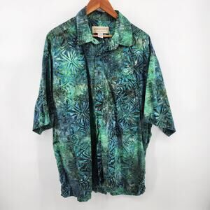 Johari West Men's 2XL Hawaiian Geometric Forest Batik 100% Cotton